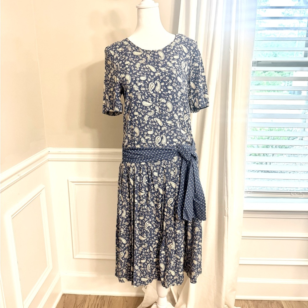 E.D. Michaels Blue Vintage Floral Sundress with tie waist - 4P